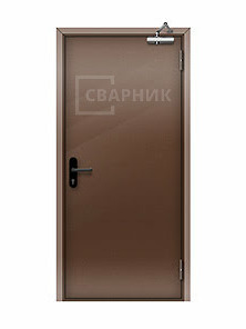 Коричневая противопожарная дверь 3-го типа однопольная глухая